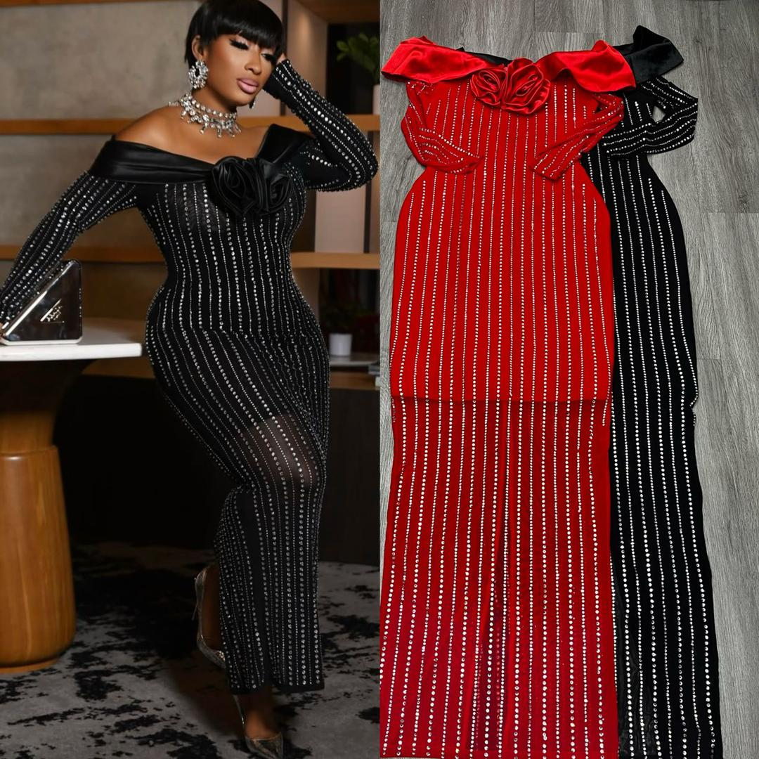 587 Off-the-Shoulder Bodycon Gown