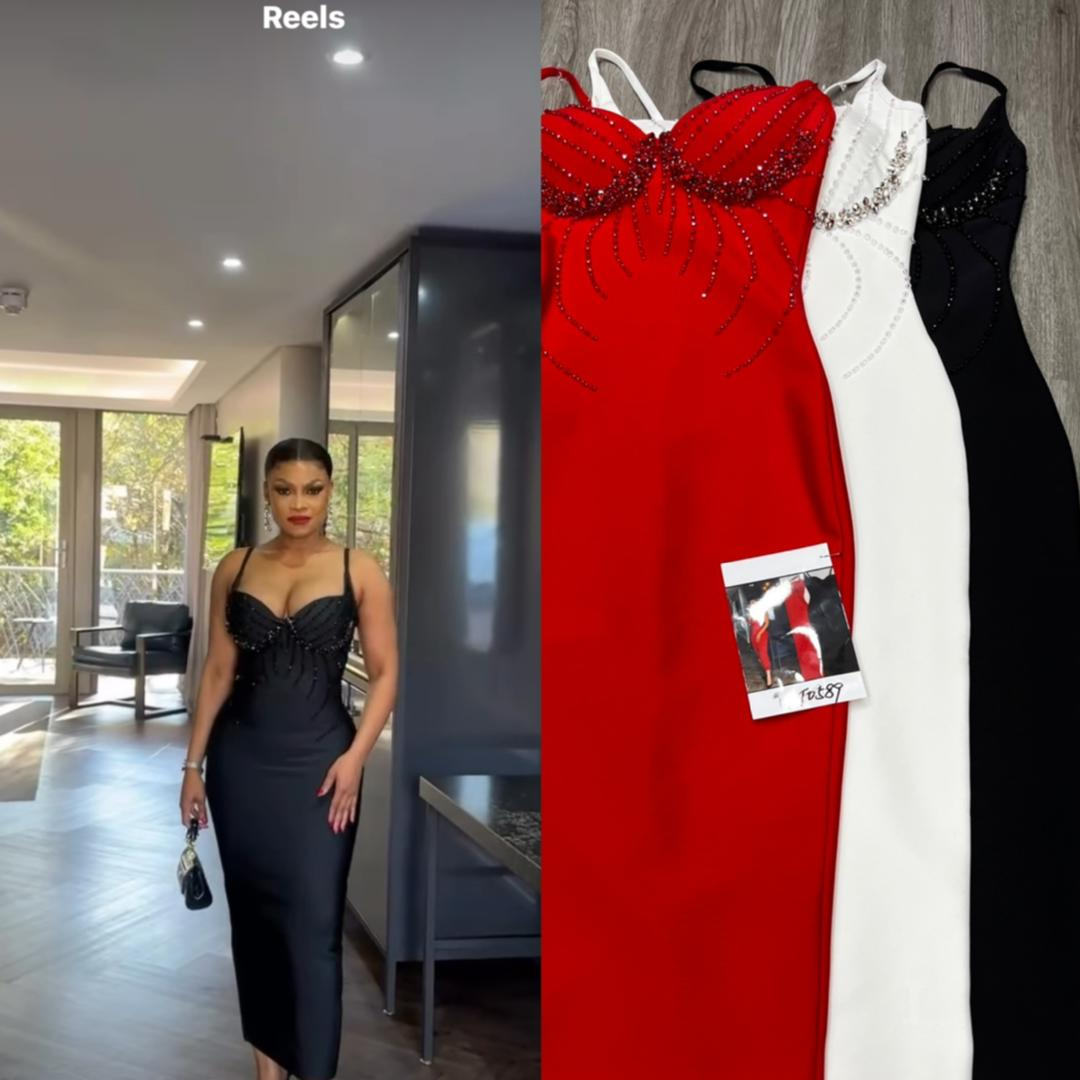 589 Crystal Embellished Bandage Midi Dress
