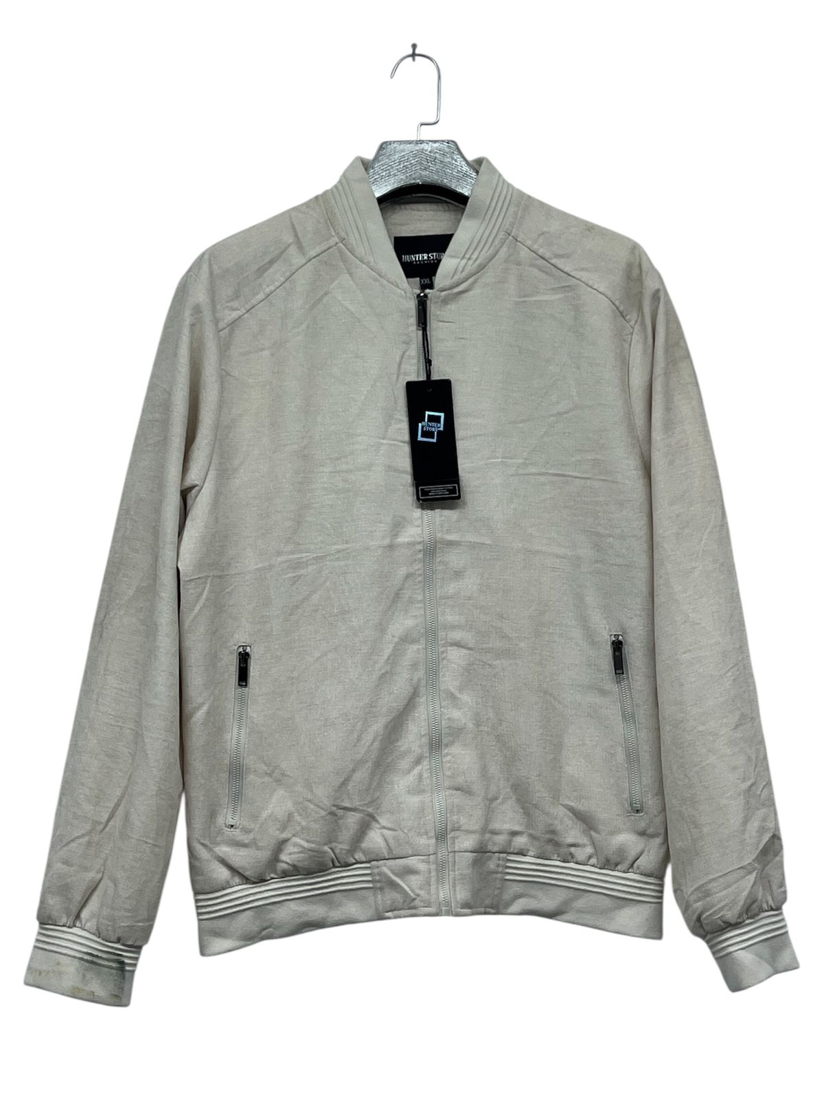 Hunter Story Men’s Lightweight Zip-Up Bomber Jacket – Stone