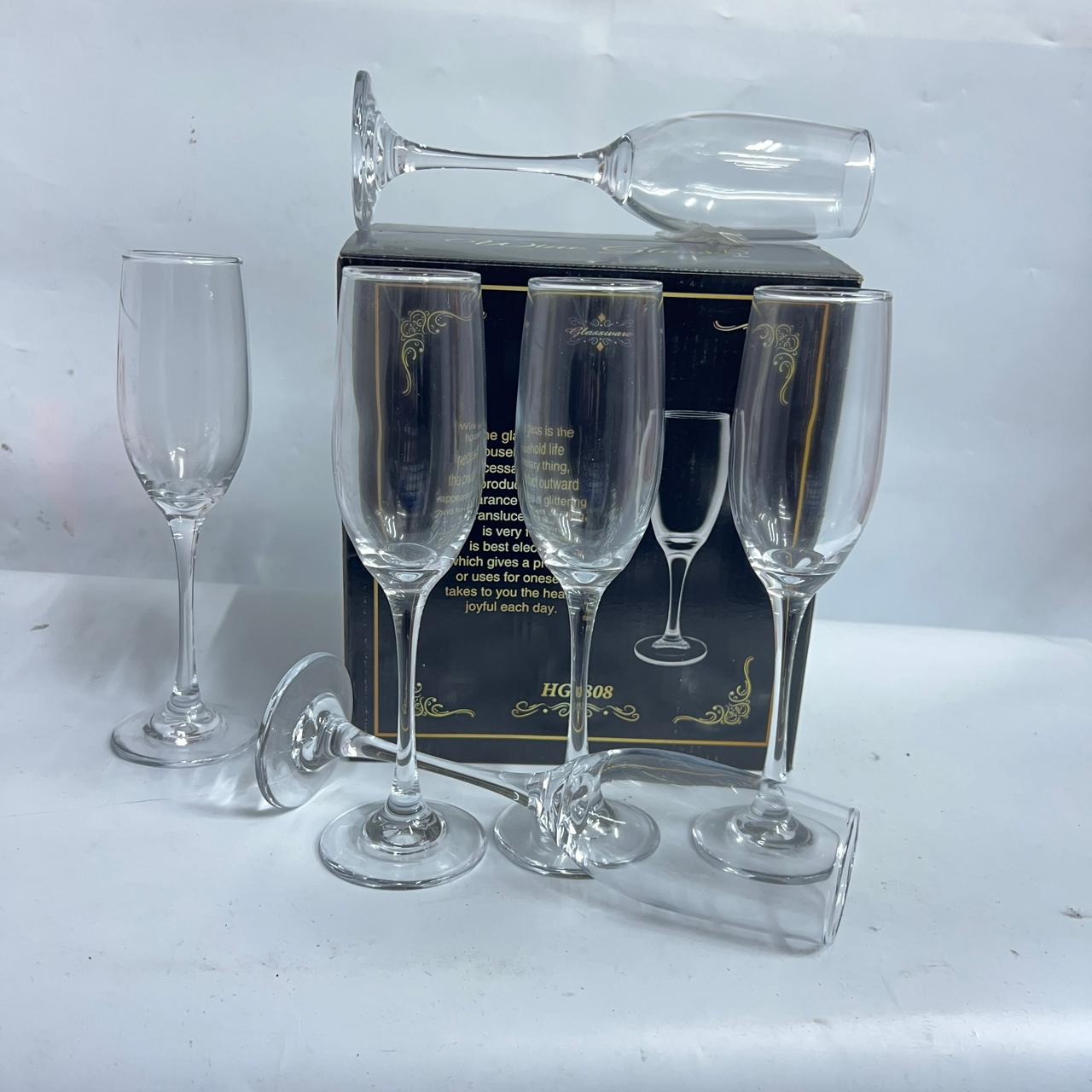6-piece Elegant Champagne Flute Glass Set (HG1808)