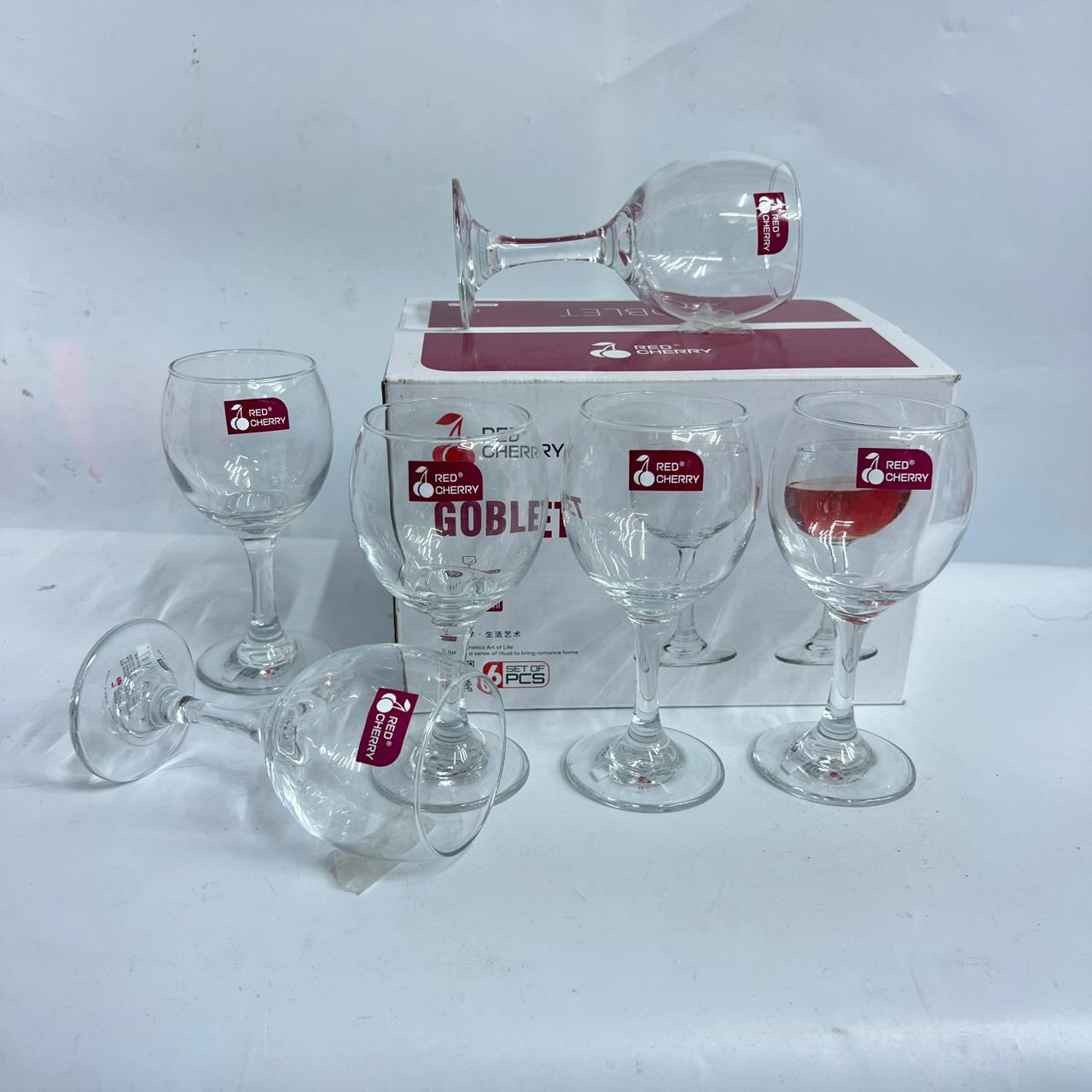 Red Cherry Classic Goblet Stemware – 6 Piece Glass Set