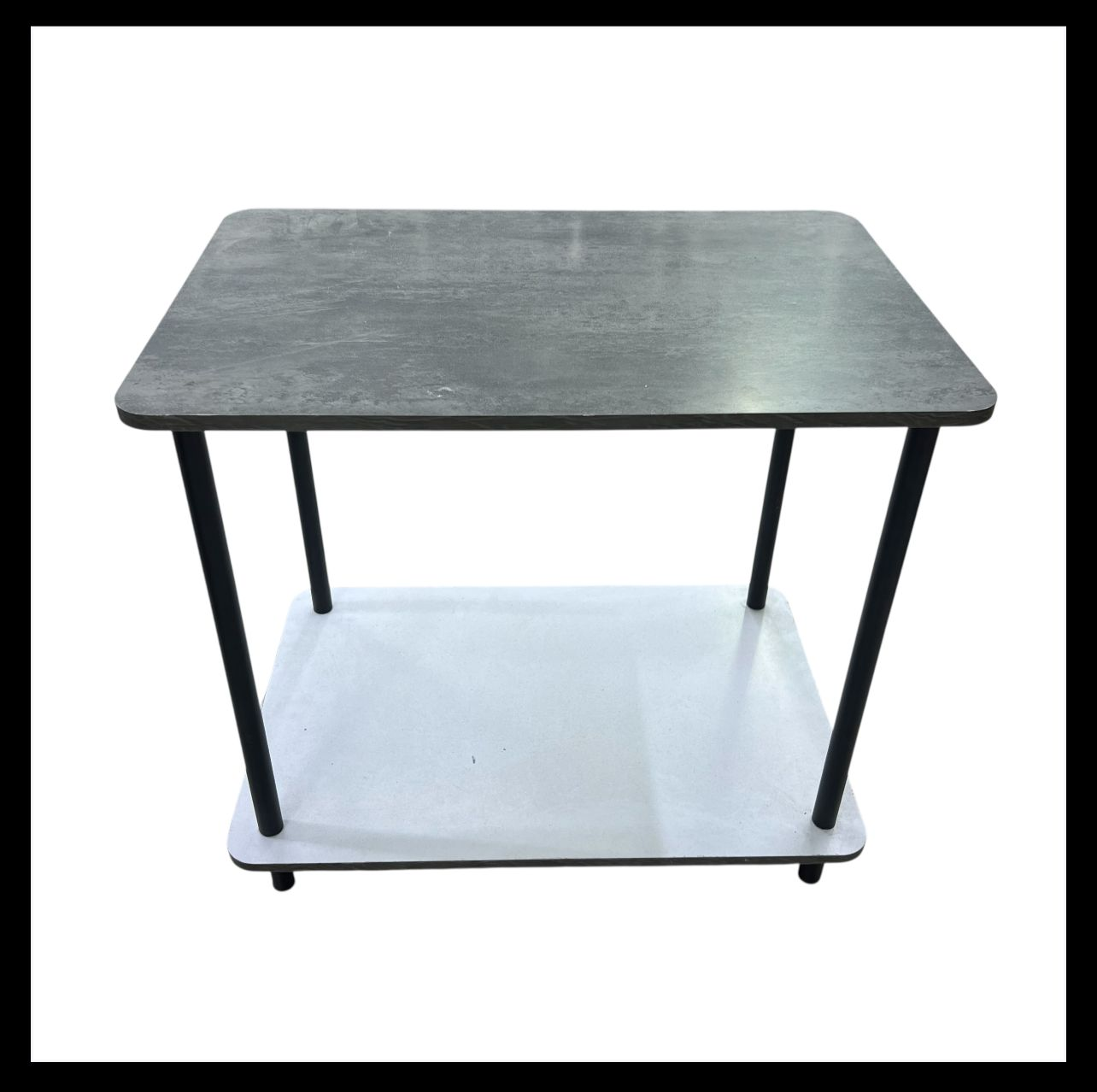 Modern Two-Tier Faux Marble End Table