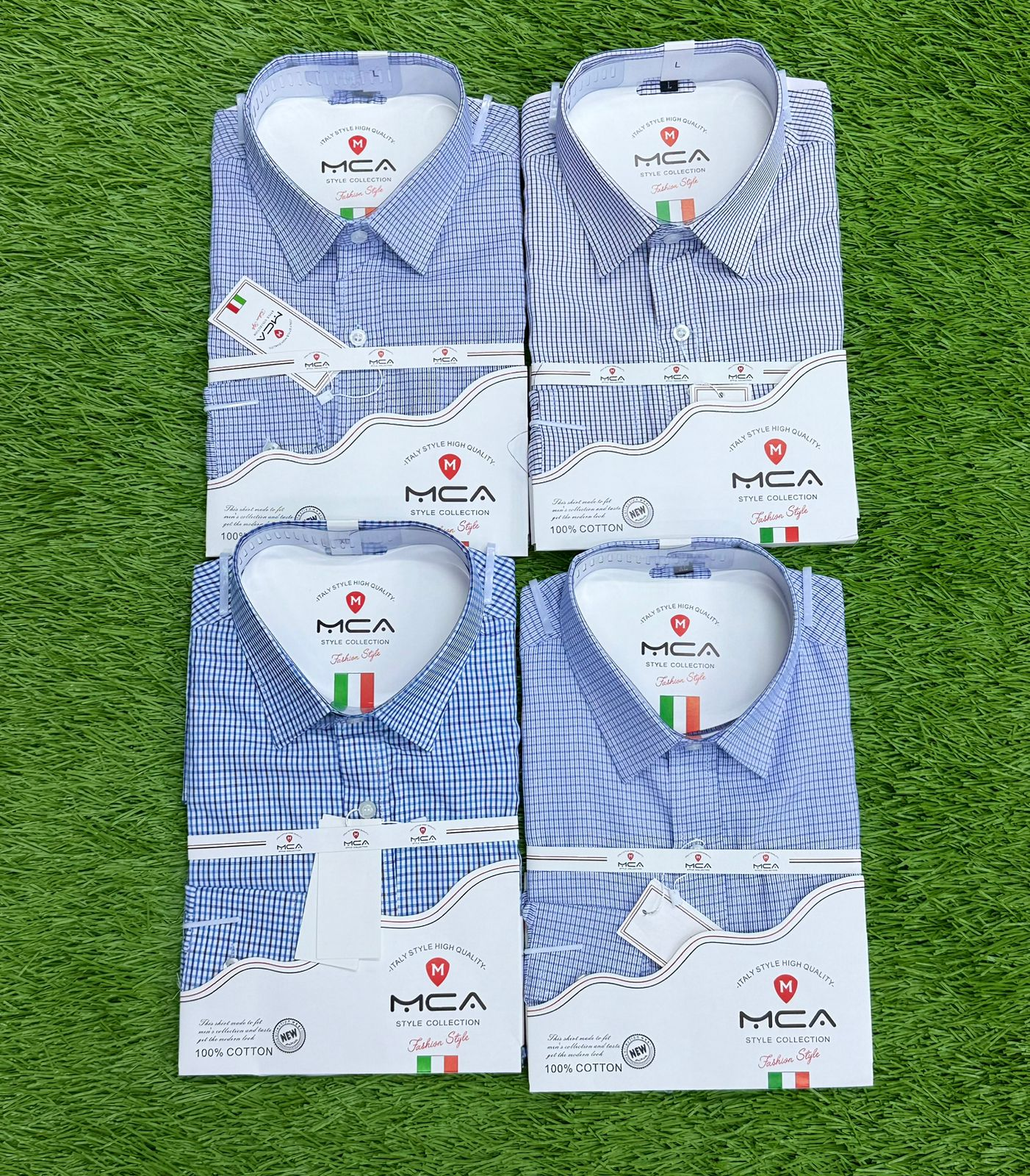 MCA Style Collection – Men’s 100% Cotton Italy Style Micro-Check Formal Shirt