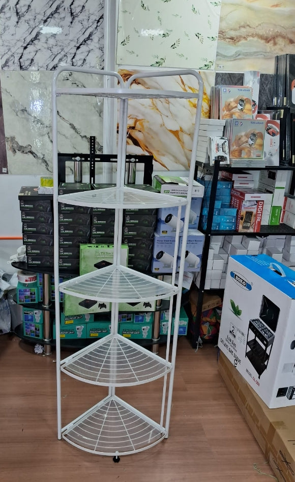 Five-Tier Metal Corner Shelf Unit