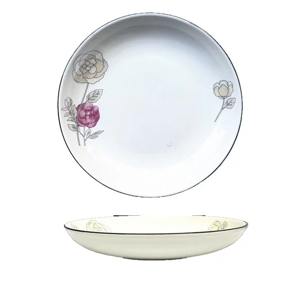 Botanical Bloom Shallow Ceramic Serving Bowl