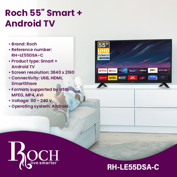 Roch Smart TV 55 Inch – 4K Ultra HD Google TV
