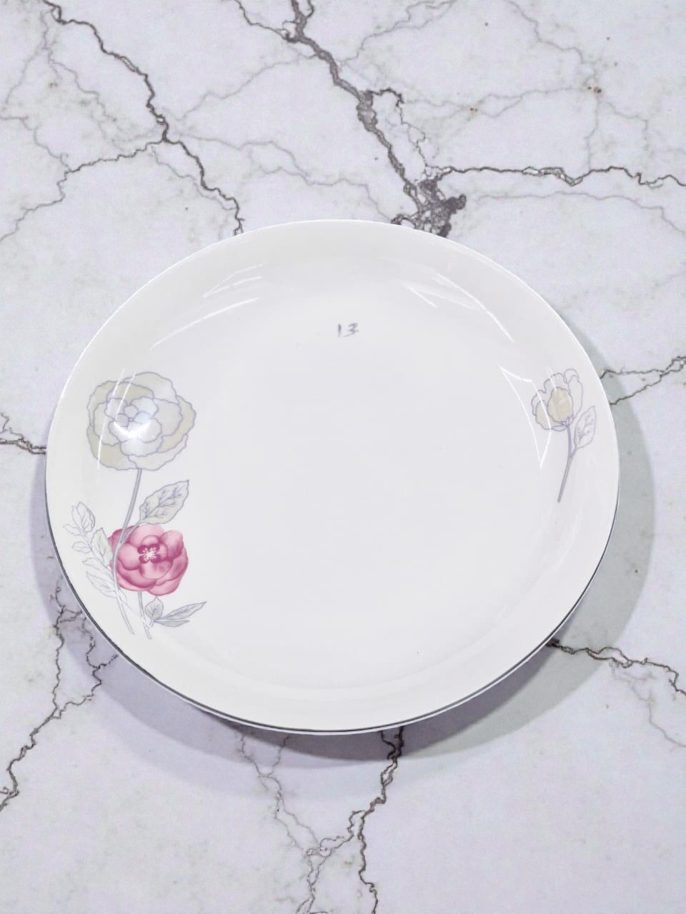 FL  8-inch Pink Flowered Black Edged Plate