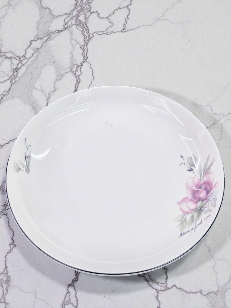 FL 10-inch Pink Flower Black Edged PLate