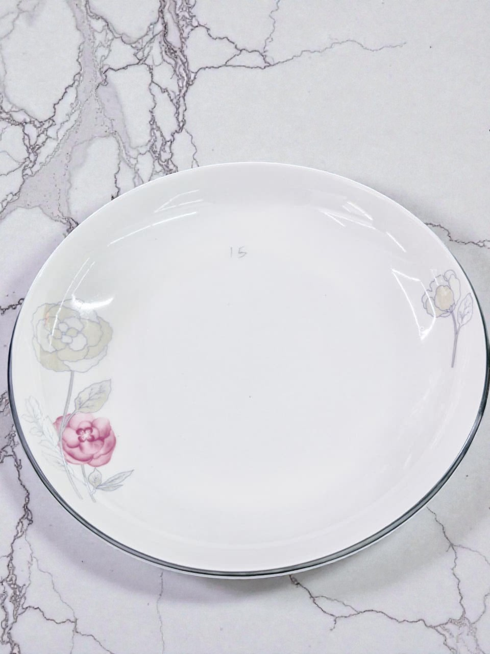 FL 9-Inch Pink Flower Black Edged Plate