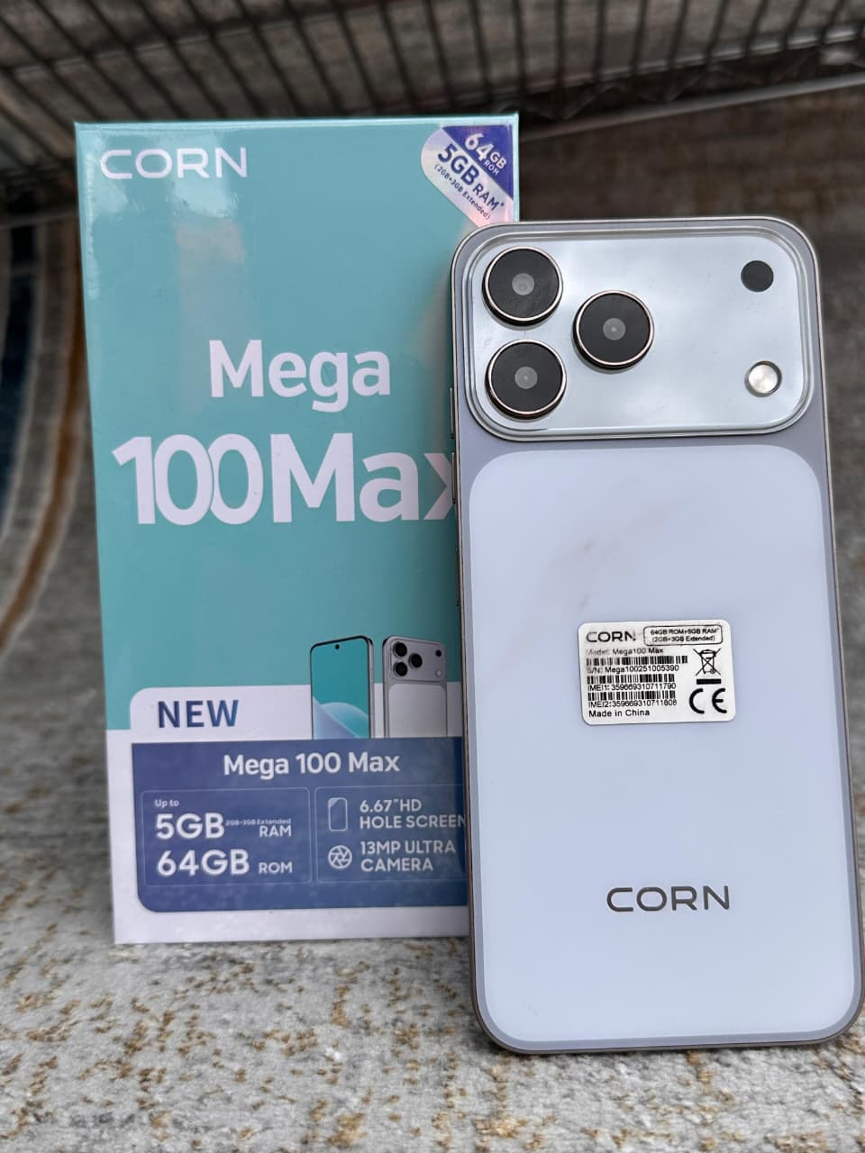Image of CORN Mega 100 Max 4G Smartphone - Ice Silver 64GB 5GB RAM