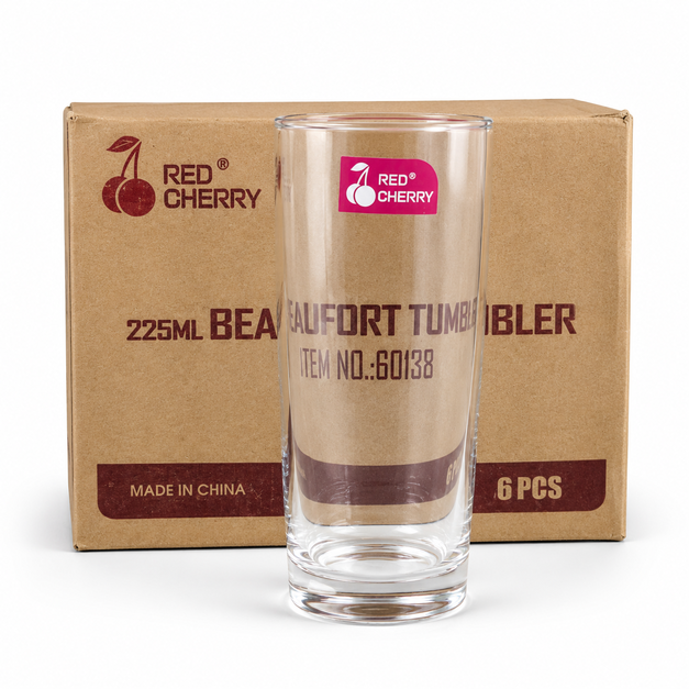 Image of Red Cherry Highball Drinking Glass 6PCS-(60138)
