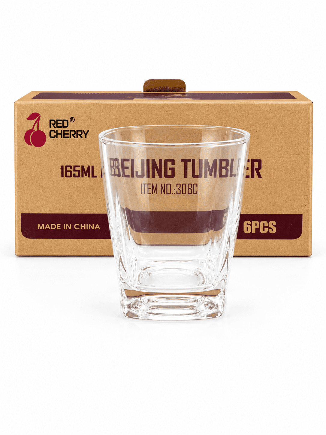 Image of Red Cherry Beijing Glass 6-piece Set 165ml (306C)