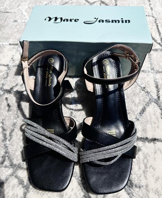Image of Mare Jasmin Rhinestone Strap Kitten Heel Sandals