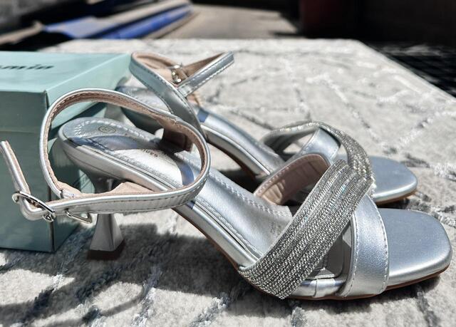 Image of Mare Jasmin Rhinestone Strap Kitten Heel Sandals