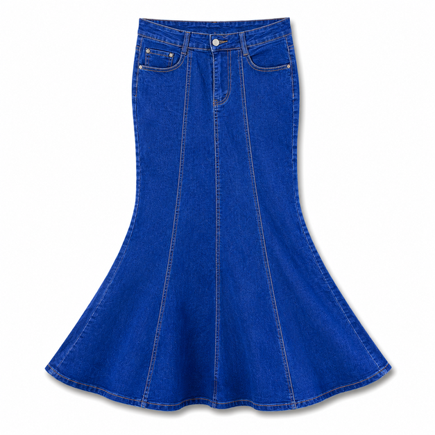 Image of Women’s Denim Mermaid Maxi Skirt