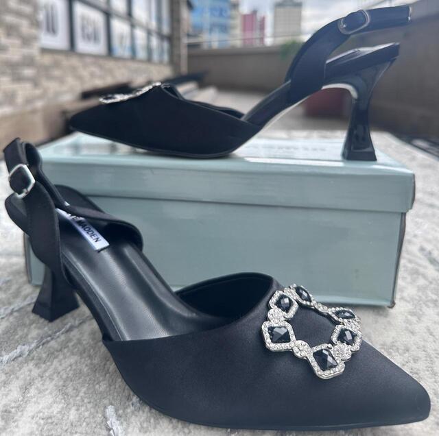 Image of Steve Madden Rhinestone Pointed Toe Slingback Heels