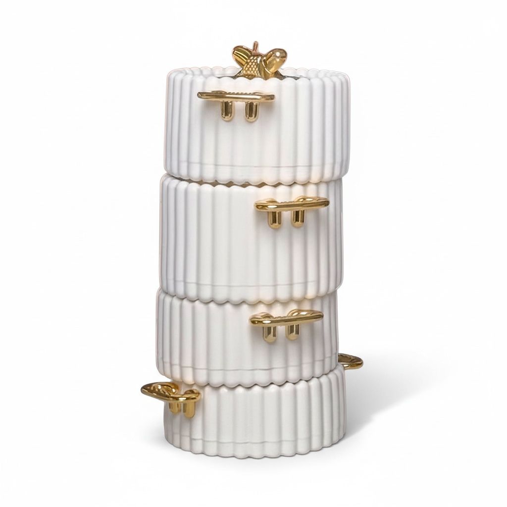 Image of Luxury Ceramic Food Warmer with Gold Accents