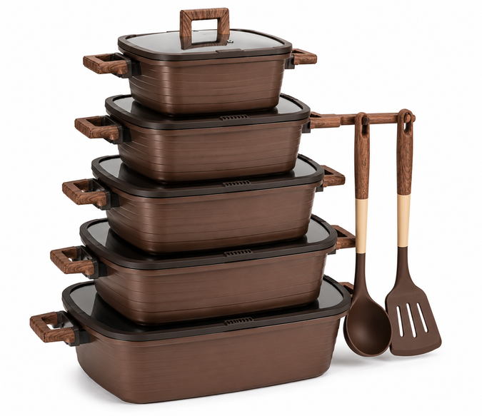 Image of Crest Non-Stick Cookware Set - 15 PCS