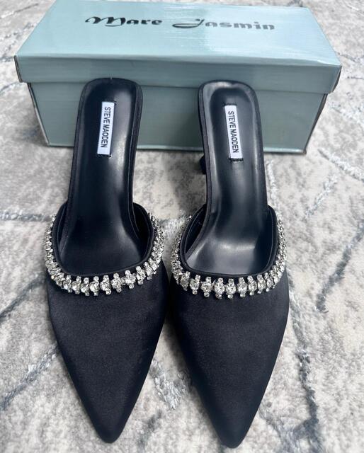 Image of Steve Madden Rhinestone Pointed Toe Mule Heels