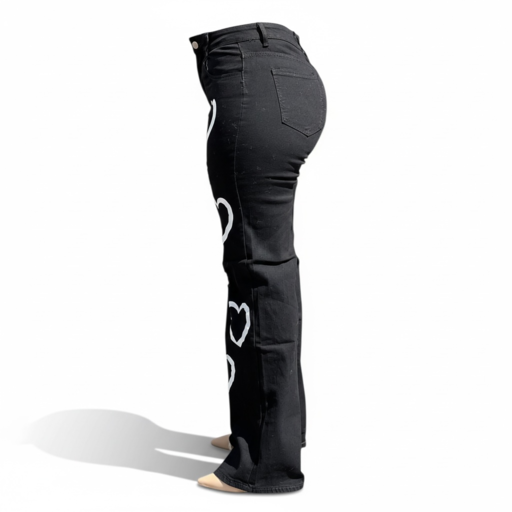 Image of Heart Print Mummy Jeans 33872