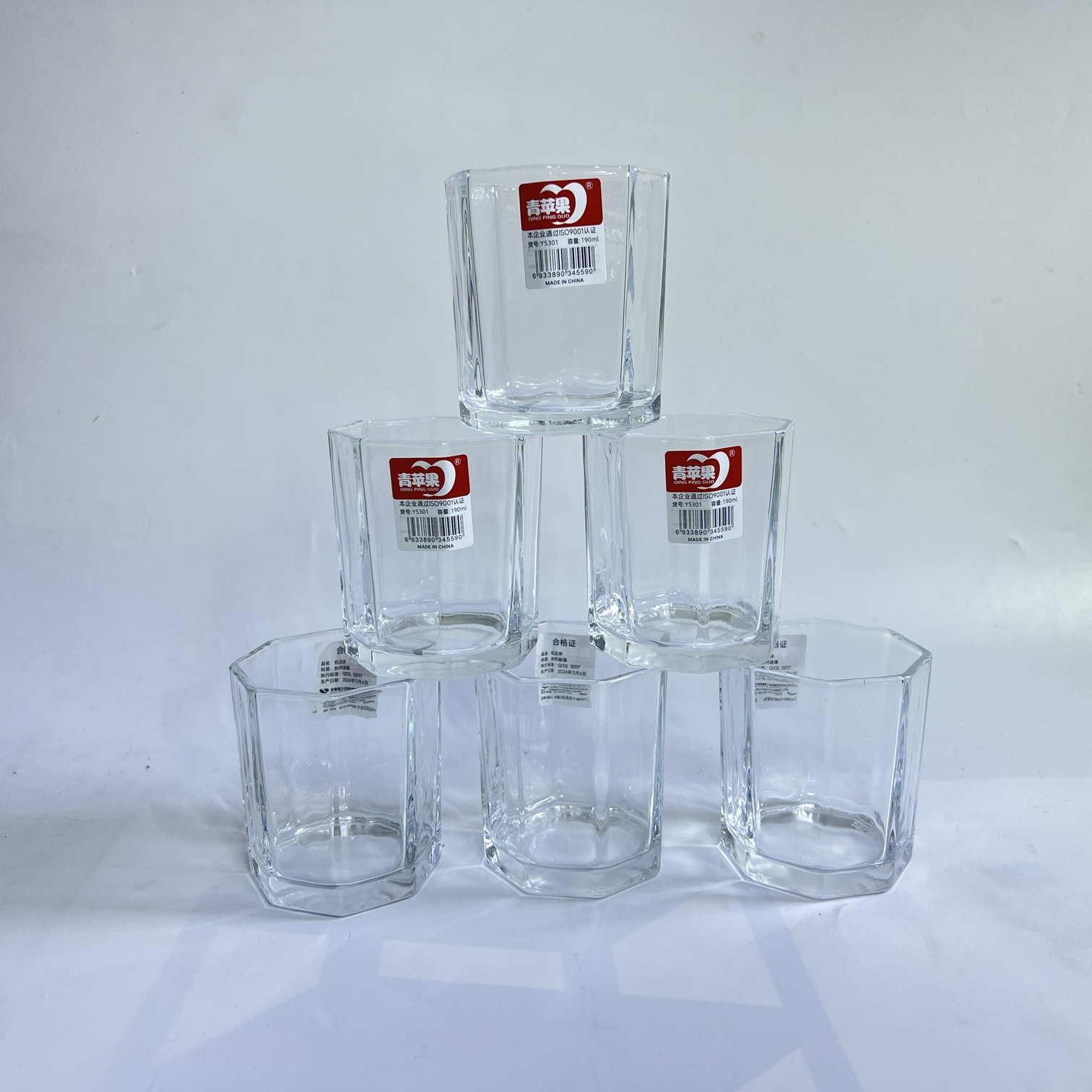 Image of Hexagon Glass Tumbler-Y5301