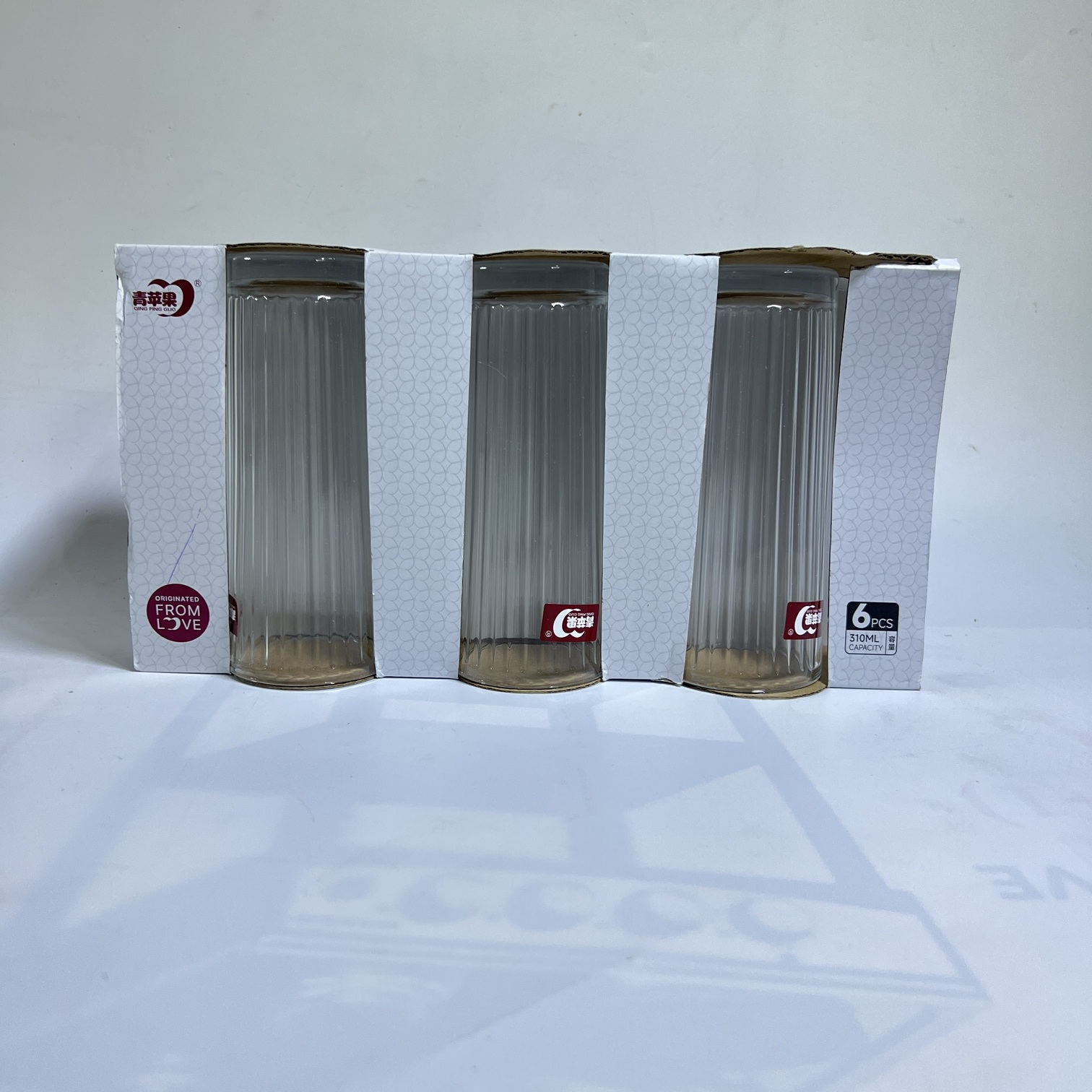 Image of Premium Ribbed Tall Glass Tumbler Set 310ML (65153X)