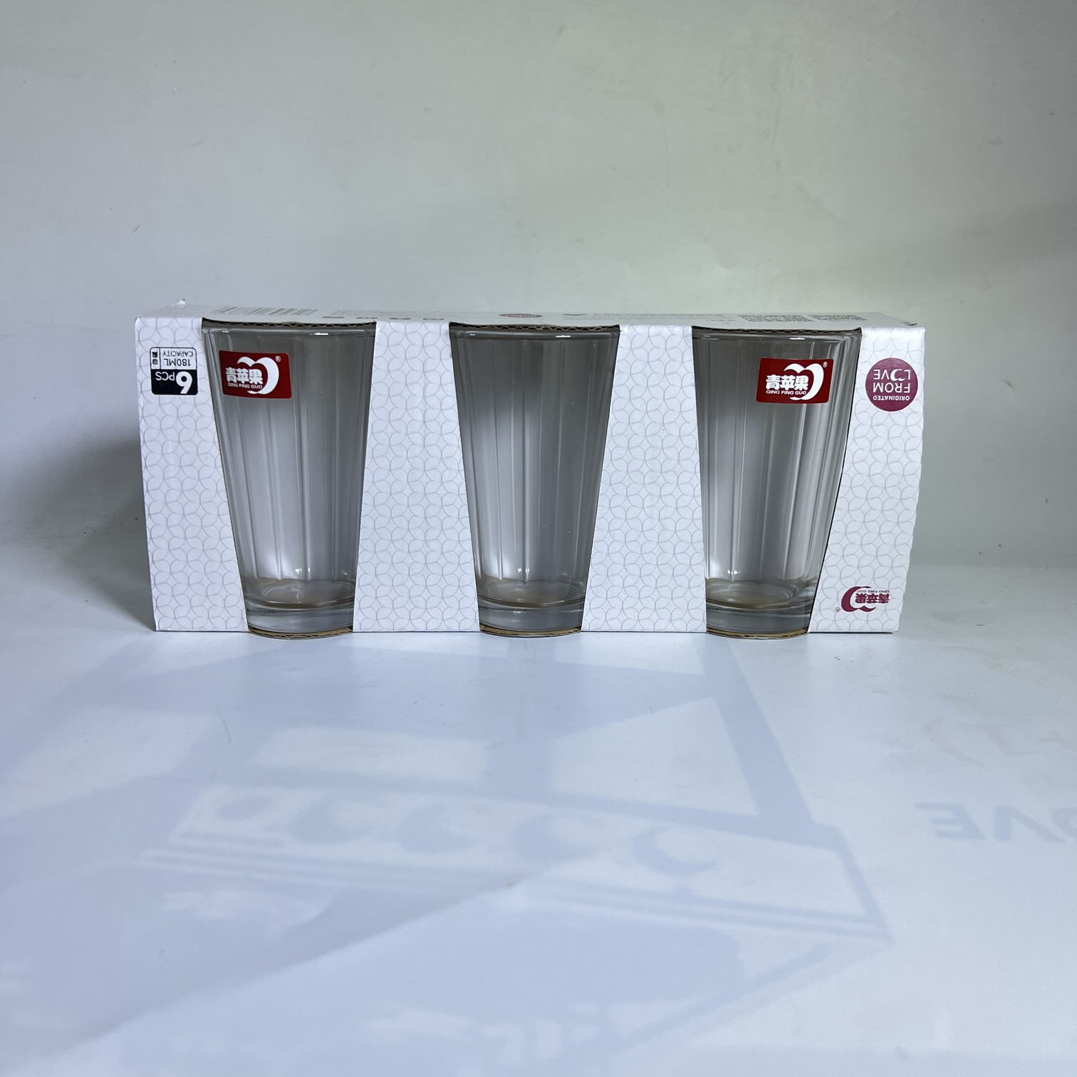Image of Deli Glass Vertical Ribbed Glassware Six-Piece Set 180ml-(66099Z)