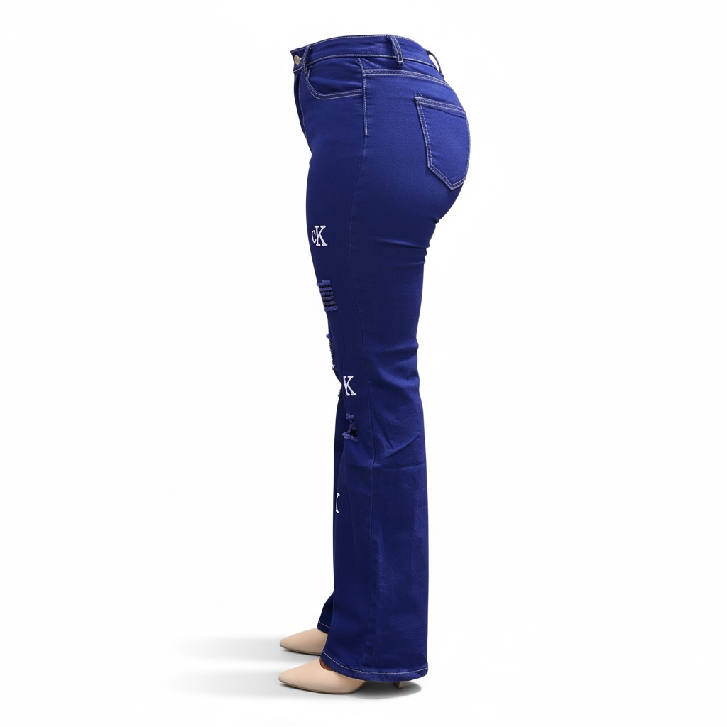 Image of Logo Print Distressed Mummy Jeans 6004