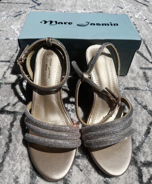 Image of Mare Jasmin Rhinestone Strap Kitten Heel Sandals