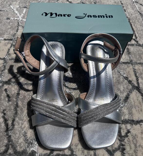 Image of Mare Jasmin Rhinestone Strap Kitten Heel Sandals