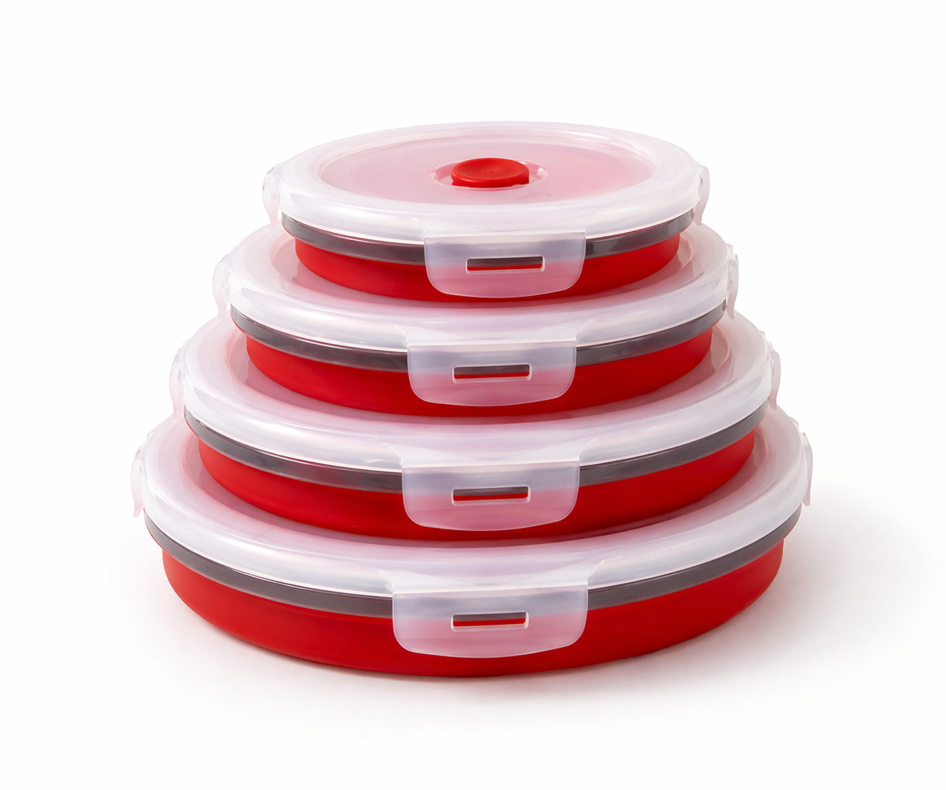 Image of 4-Piece Round Collapsible Silicone Lunch Box Set (XYSJ-0033)