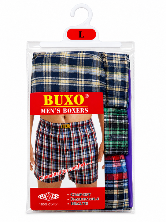 Image of BUXO Men’s Cotton Boxer Shorts – 3 Pack