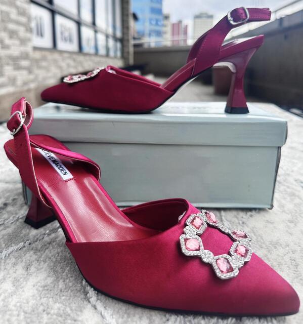 Image of Steve Madden Rhinestone Pointed Toe Slingback Heels