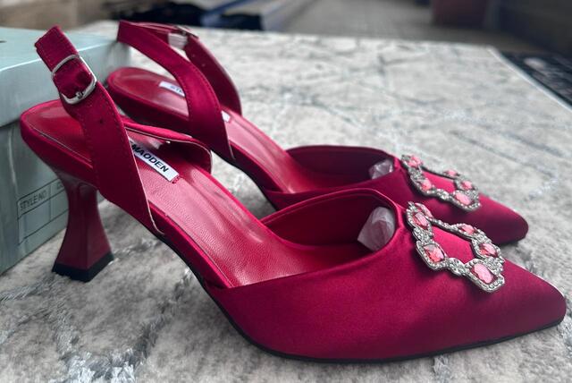 Image of Steve Madden Rhinestone Pointed Toe Slingback Heels