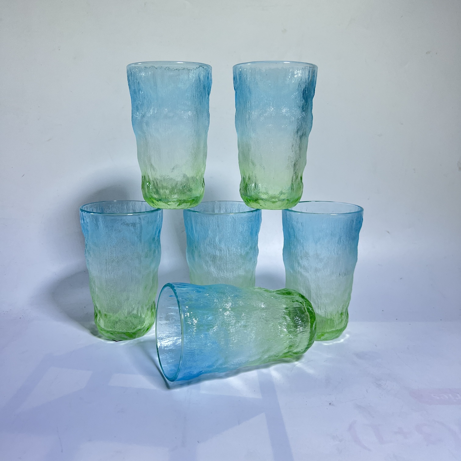 Image of Deli Glass Ice Blue Glacier Six-Piece Set 305ml-(KB047-2)