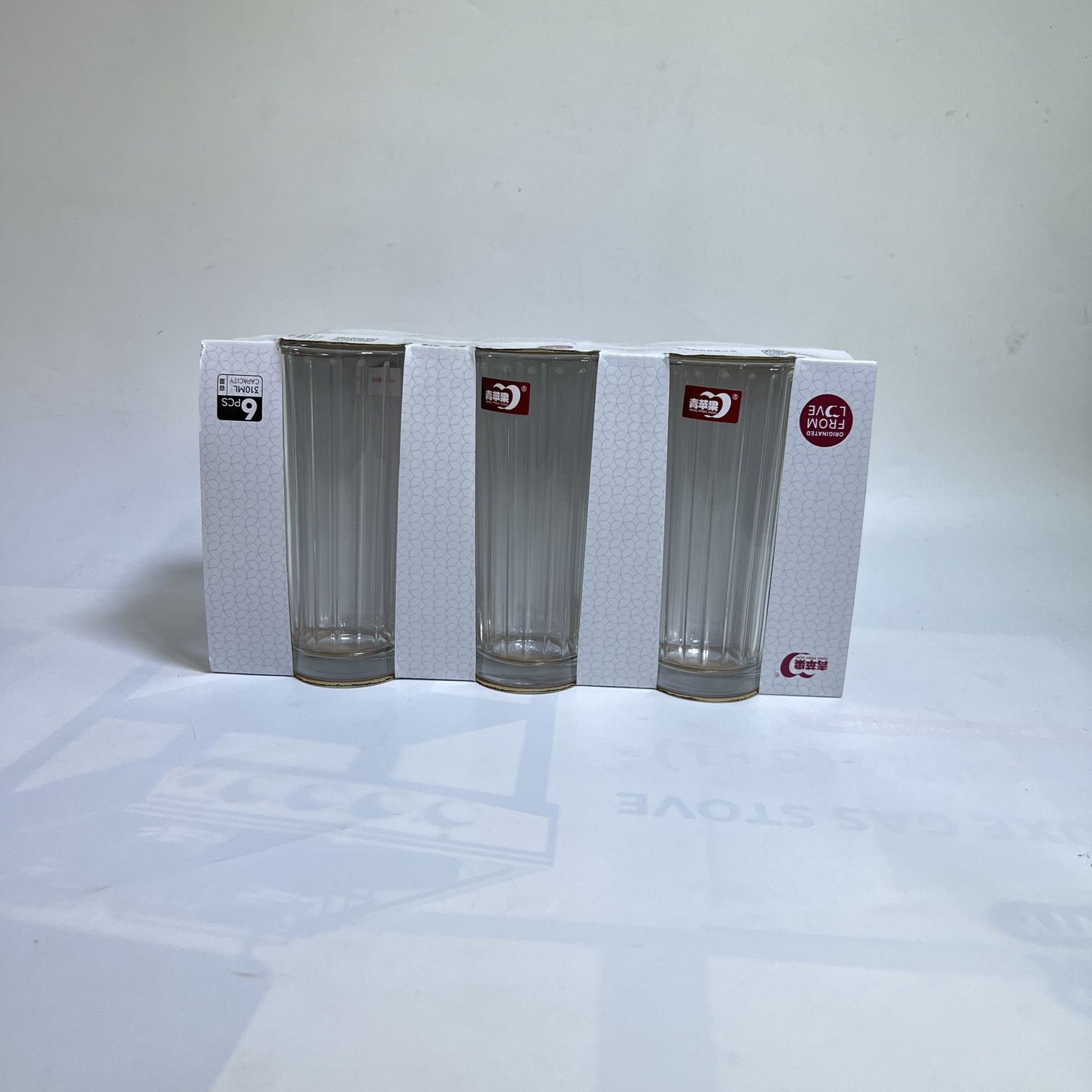 Image of Premium Ribbed Tall Glass Tumbler Set 350ML (65153Z)