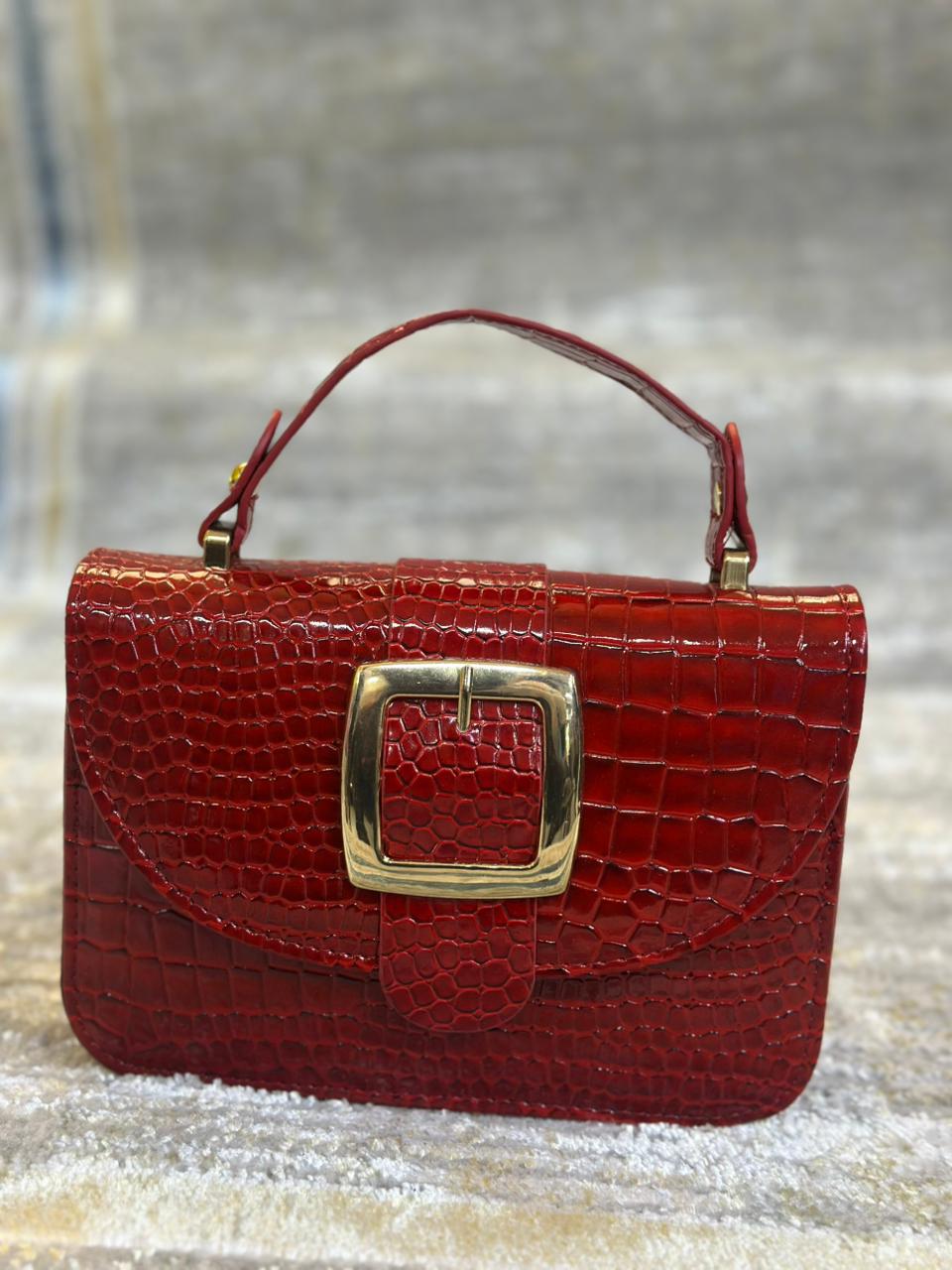 Image of Women’s Croc Texture Top Handle Handbag