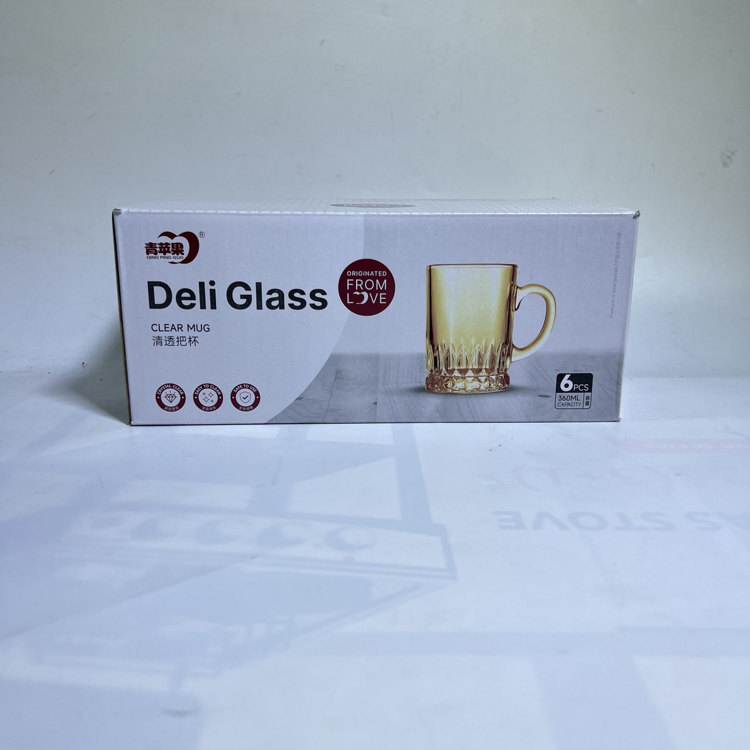 Image of Deli Glass Amber Gemstone Mug Six-Piece Set 360ml (ZB441AHS)