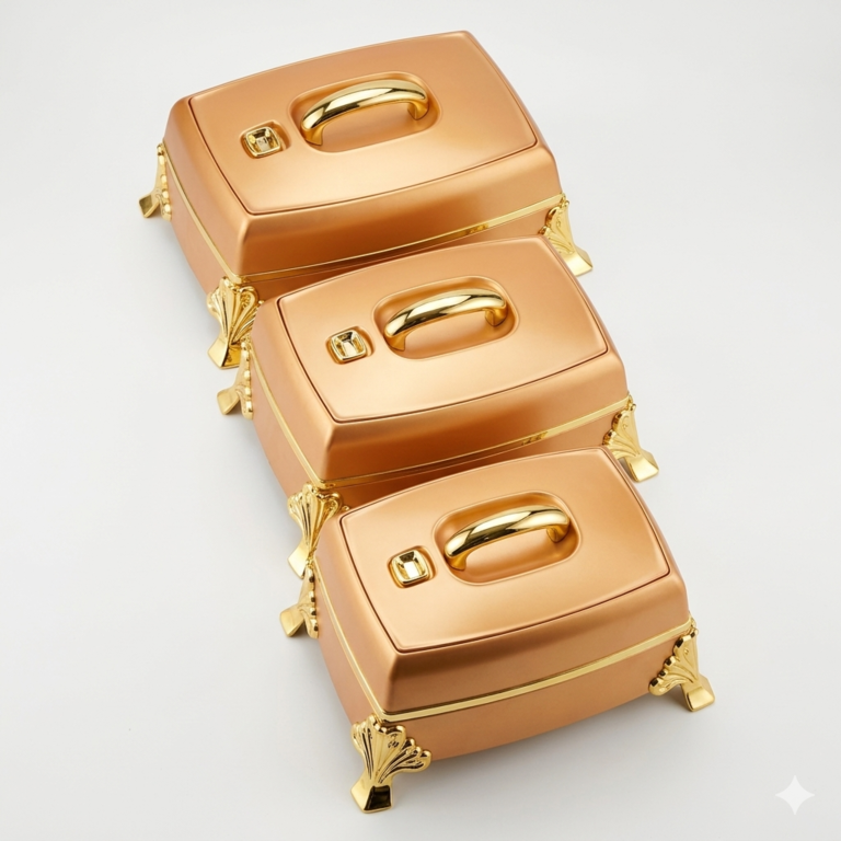 Image of Luxury Rectangular Food Warmer Set (3 Piece)