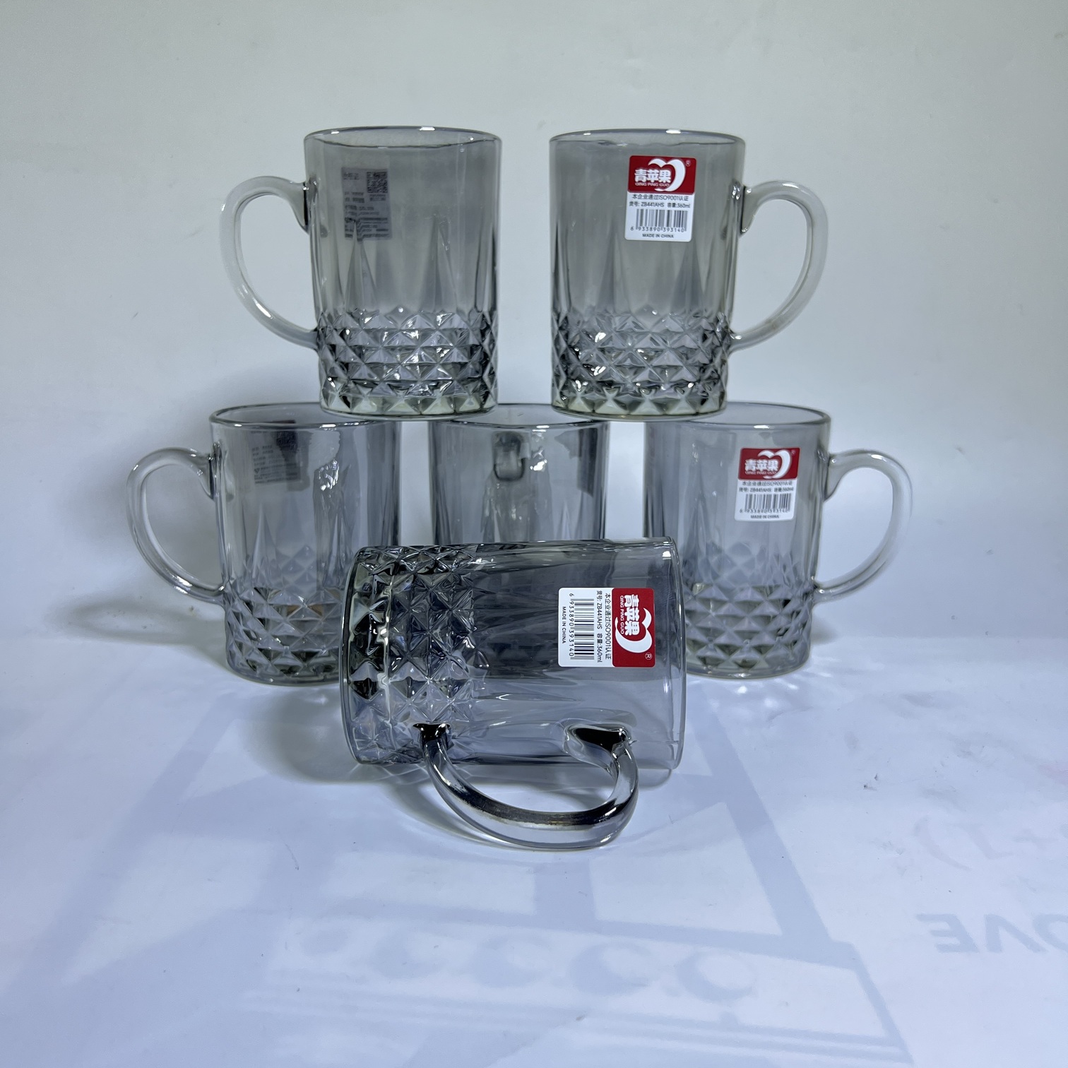 Image of Deli Glass Amber Gemstone Mug Six-Piece Set 360ml (ZB441AHS)