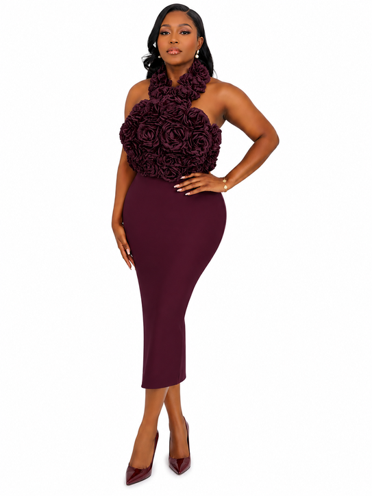 Image of 588 Floral Appliqué Bodice Dress