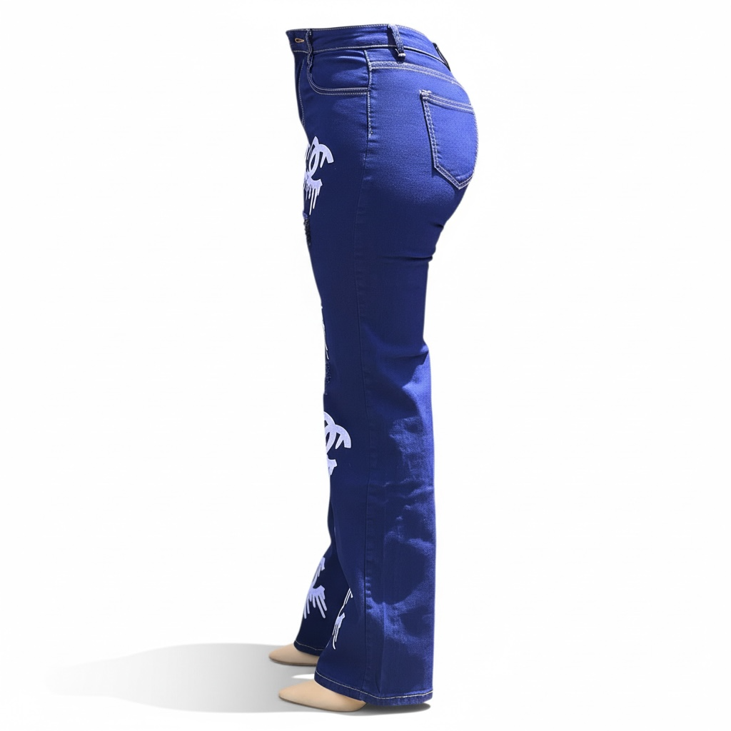 Image of Drip Logo Print Mummy Jeans 3381