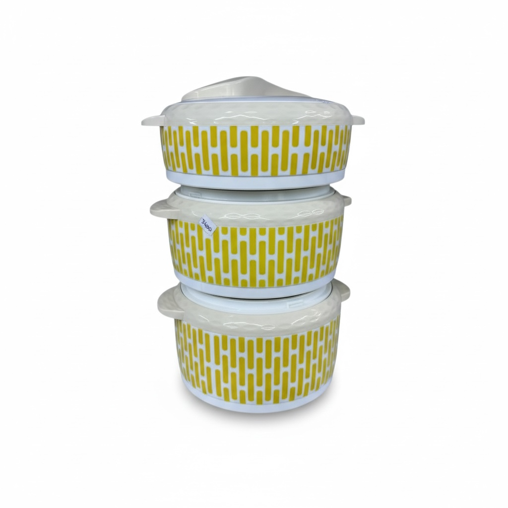 Image of 3-Piece Insulated Food Warmer Set – Modern Linear Textured Thermal Casseroles