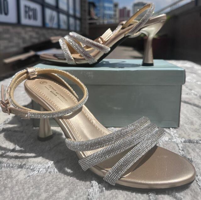 Image of Mare Jasmin Rhinestone Strap Kitten Heel Sandals