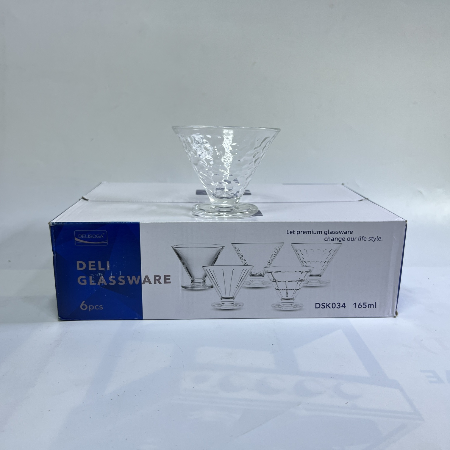 Image of Deli Textured Dessert Glass Bowl Set 165ML – (DSK034A)