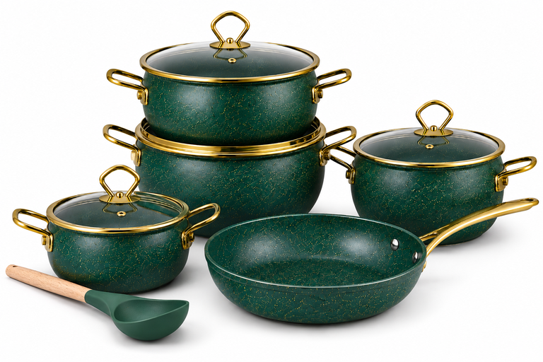 Image of Donnor 9-Piece Premium Granite Non-Stick Cookware Set