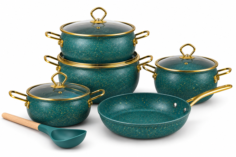 Image of Donnor 9-Piece Premium Granite Non-Stick Cookware Set