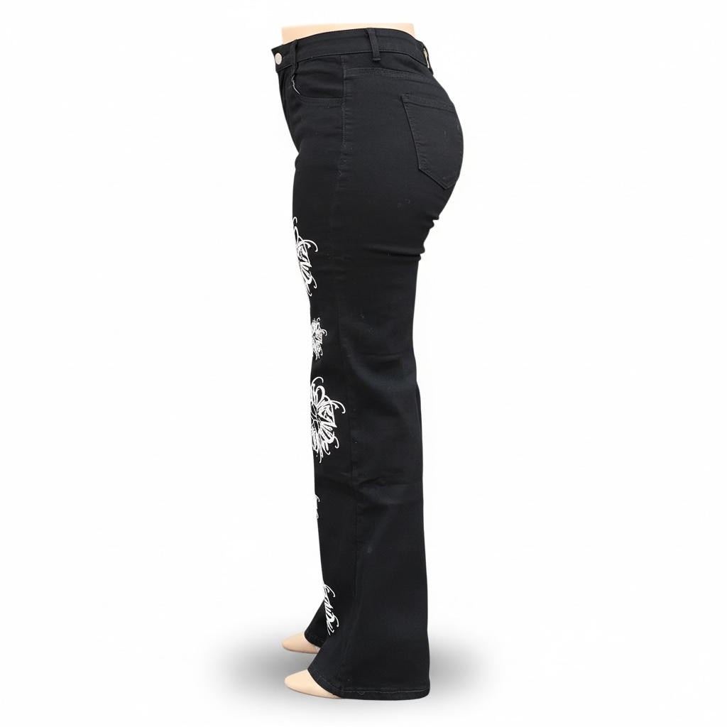 Image of Floral Sketch Print Mummy Jeans 5037