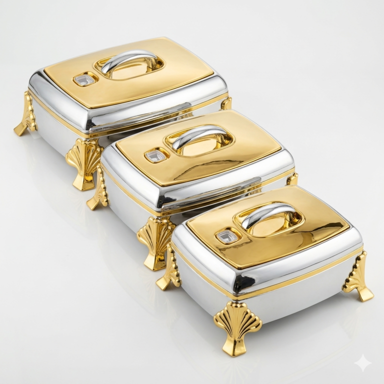 Image of Luxury Rectangular Food Warmer Set (3 Piece)