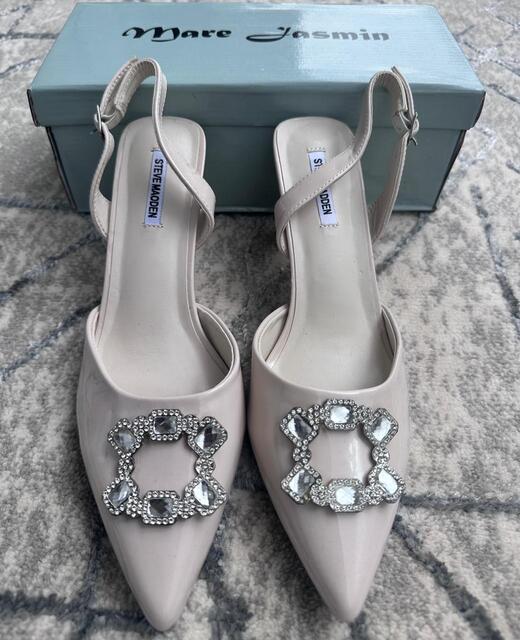 Image of Steve Madden Rhinestone Pointed Toe Slingback Heels
